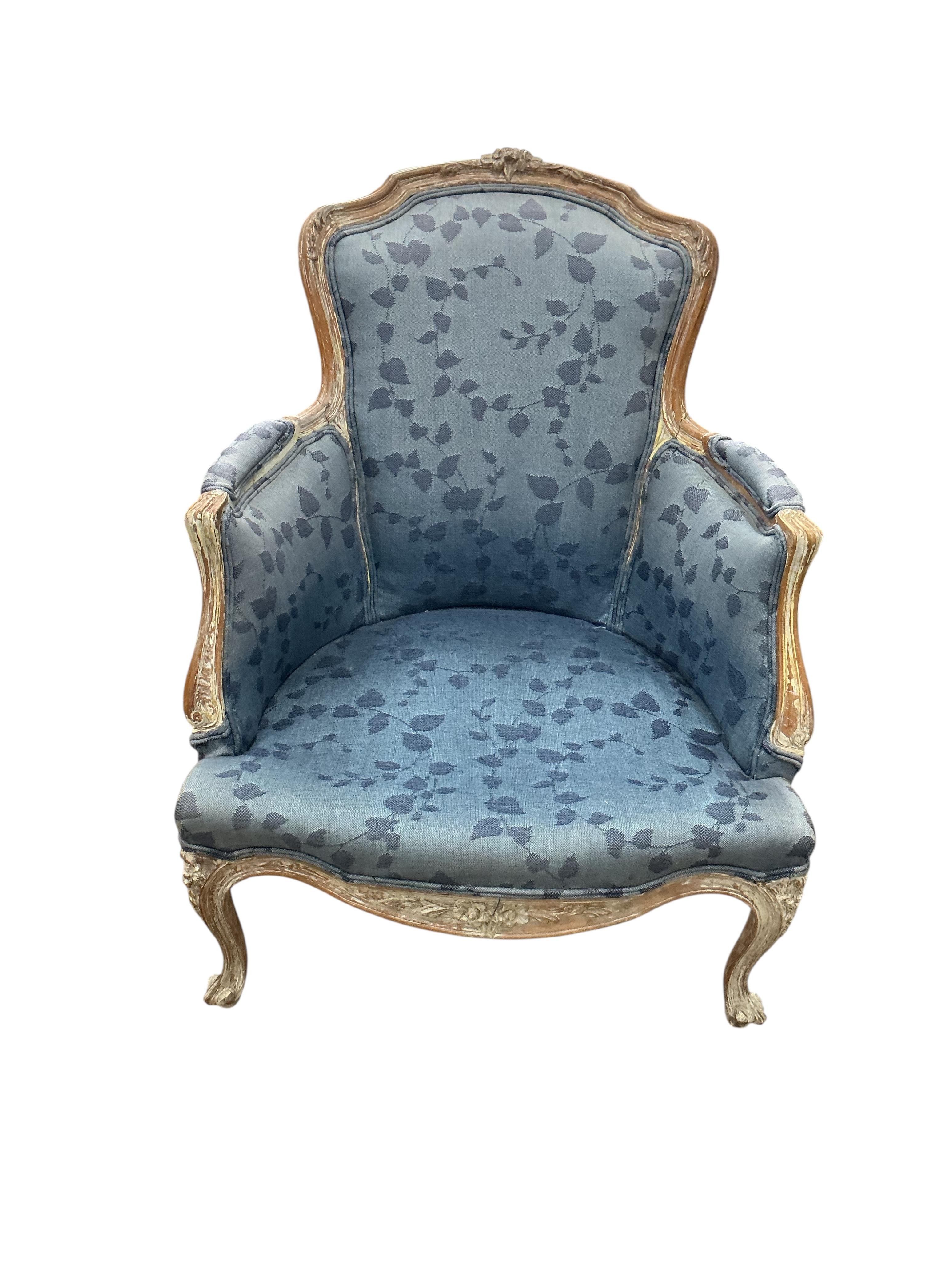A Louis XV style fauteuil, width 69cm, depth 56cm, height 89cm, Provenance: The late Kenneth Turner (1936-2025), celebrity florist, designer and perfume retailer, he received the Royal Warrant from the Prince of Wales in